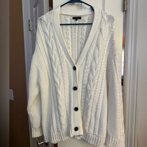 Quince Cable Knit Cardigan in Cream